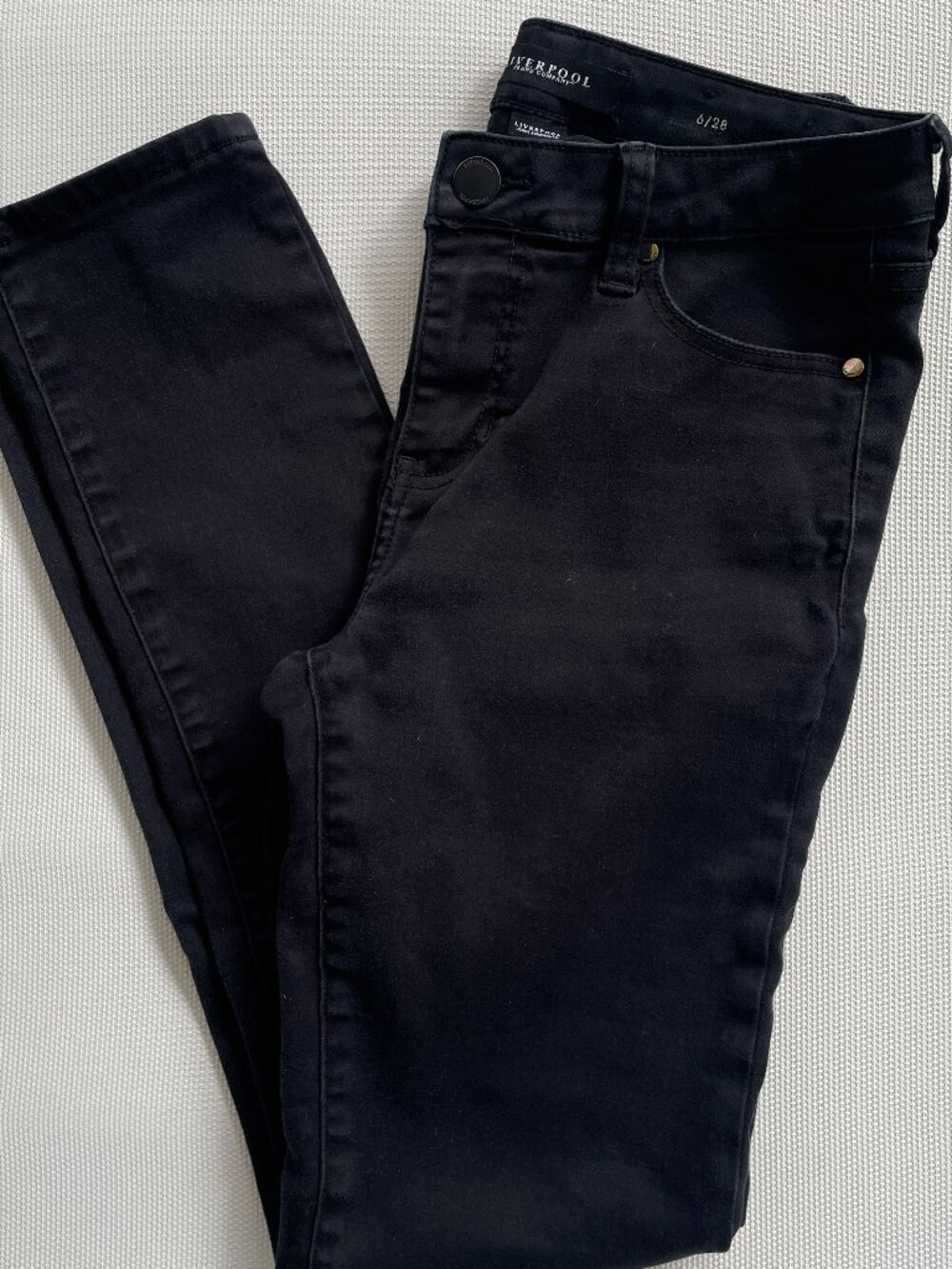 Liverpool Black Denim Jeans Abby Skinny, Size 6/28
